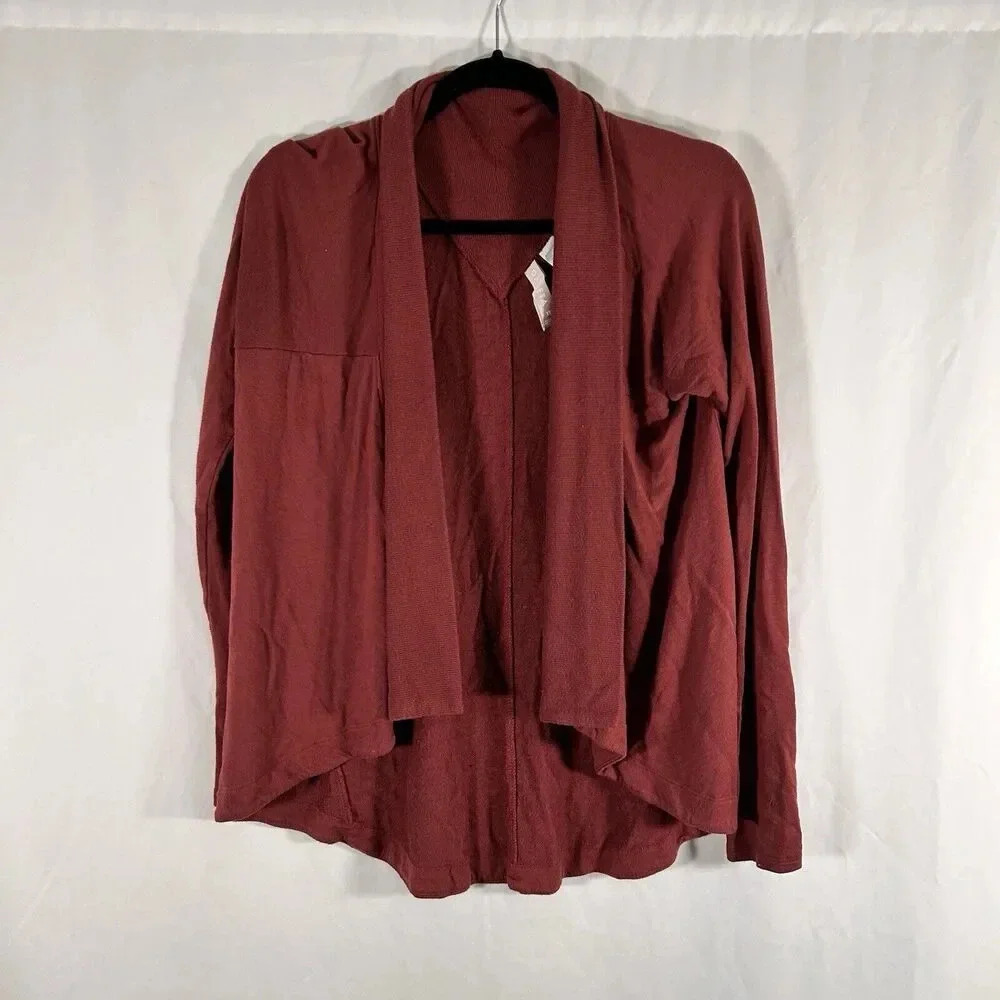 Athleta Cardigan Women's XS Solid Red Open Front Long Sleeve No Pockets Modal